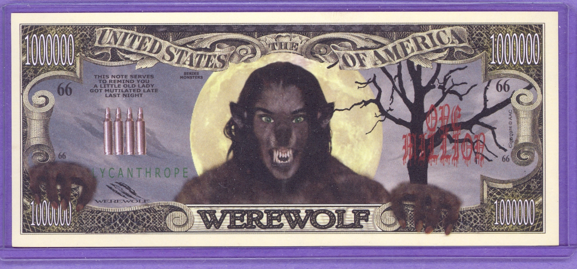 Werewolf $1,000,000 Novelty Note